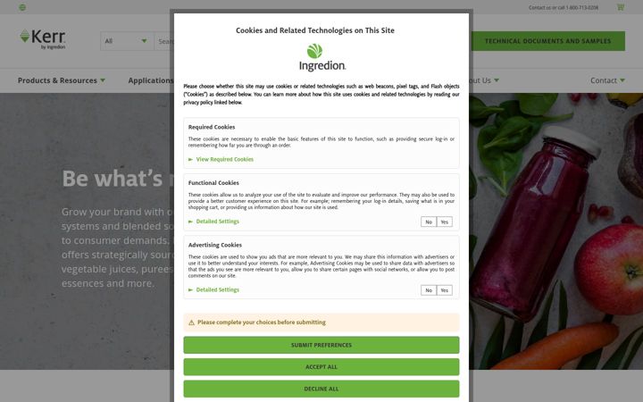 Screenshot of kerrbyingredion.com