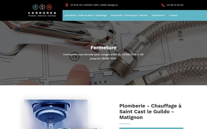 Screenshot of kerromes-chauffage-plombier-electricite.com