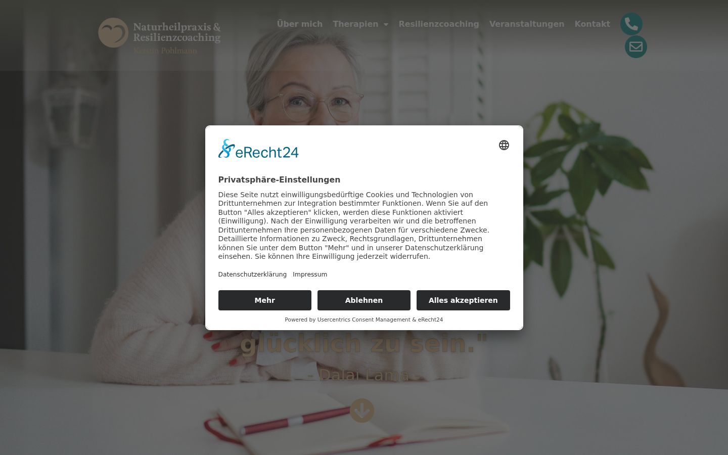 Screenshot del banner di consenso mostrato prima di qualsiasi interazione