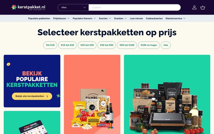 Screenshot of kerstpakket.nl