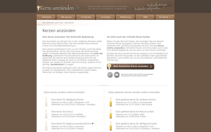 Screenshot of kerze-anzuenden.de