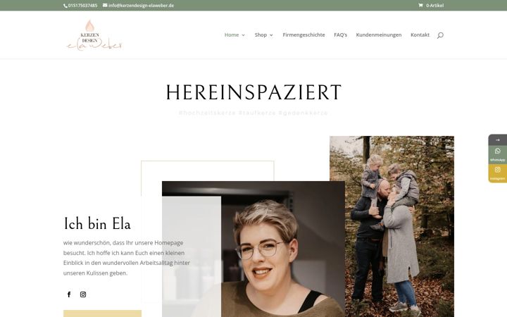 Screenshot of kerzendesign-elaweber.de