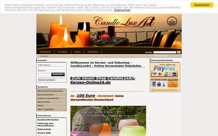 Screenshot of kerzenladen.eu