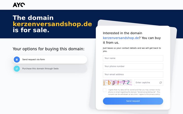 Screenshot of kerzenversandshop.de