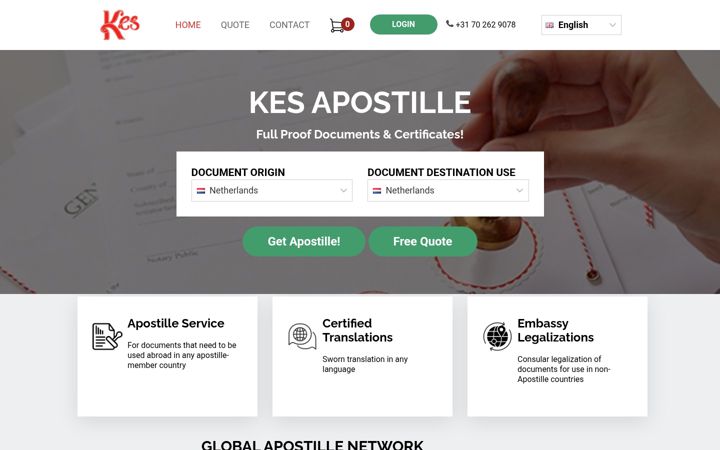 Screenshot of kesapostille.com