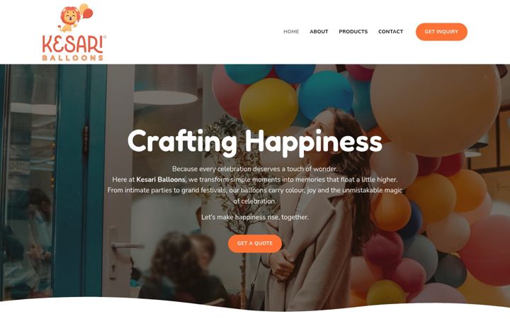 Screenshot of kesariballoons.com