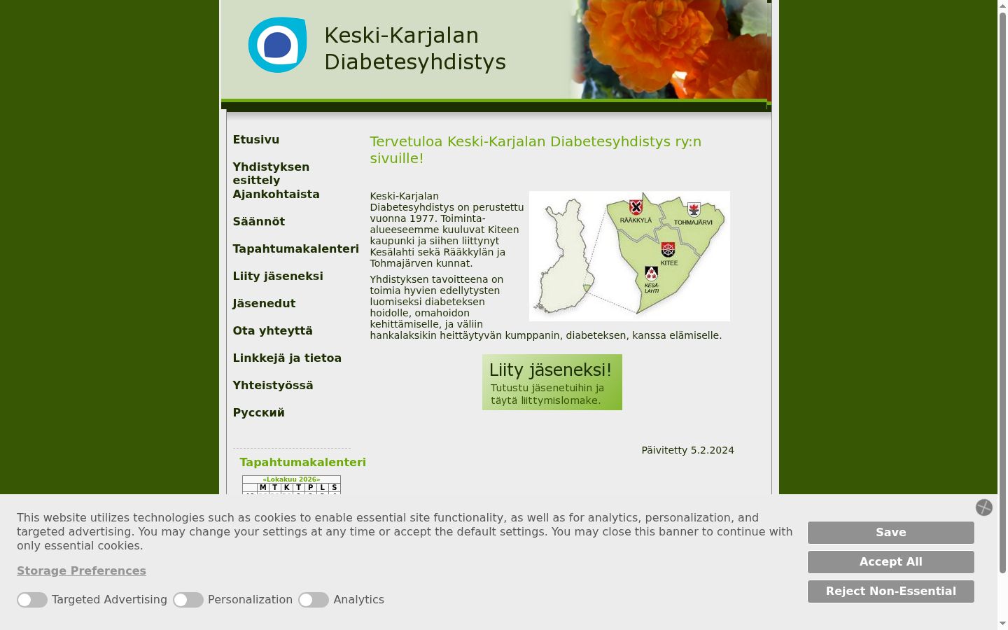 Kuvakaappaus suostumusbannerista, joka näytettiin ennen mitään vuorovaikutusta