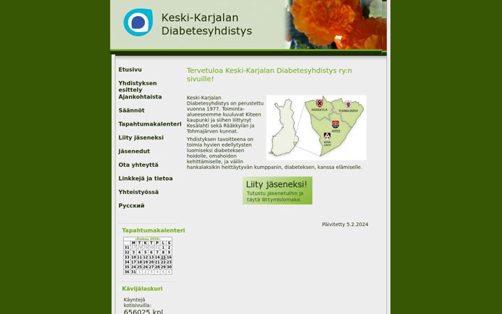 Screenshot of keskikarjalandiabetes.net