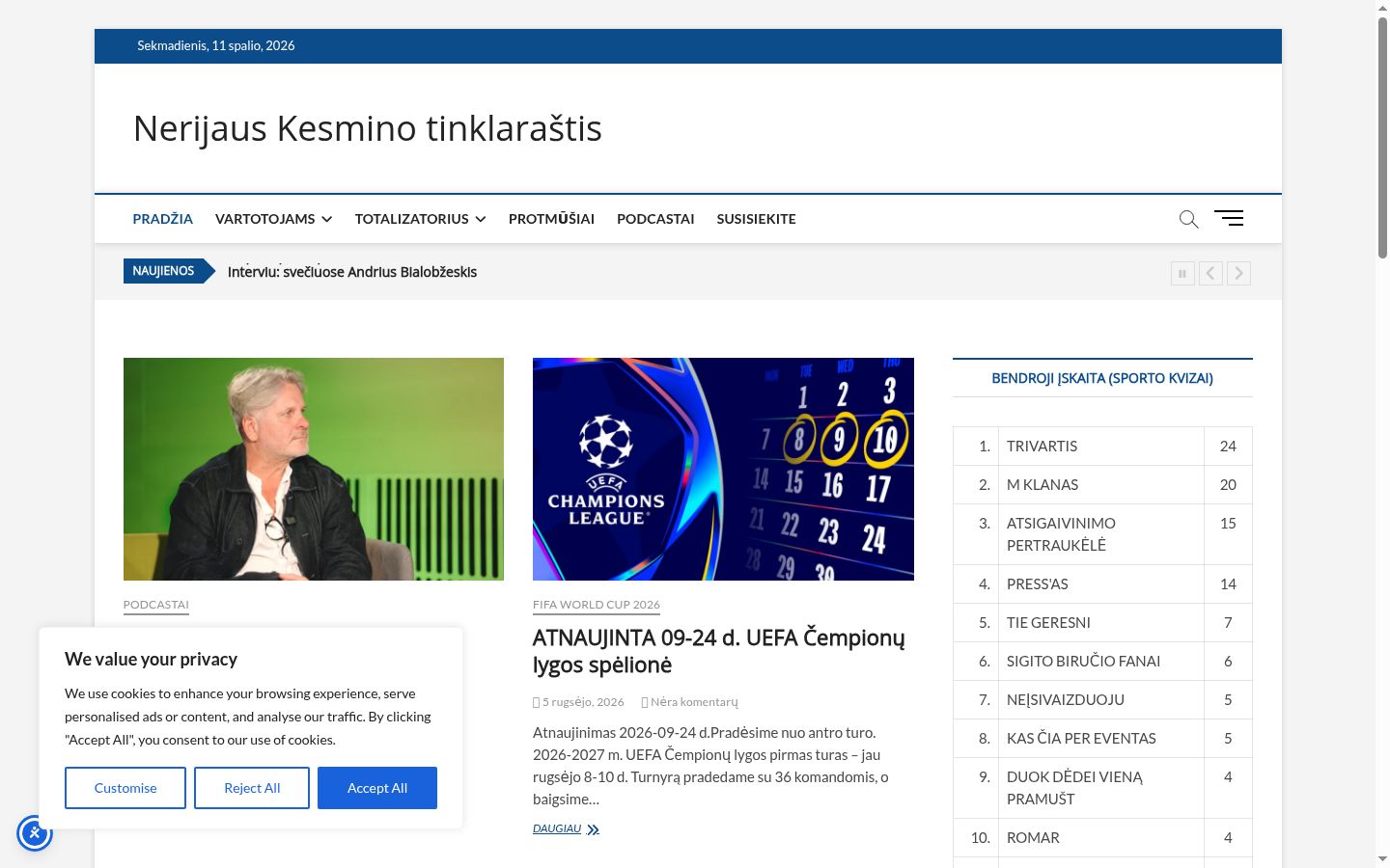 Zrzut ekranu banera zgody wyświetlanego przed jakąkolwiek interakcją