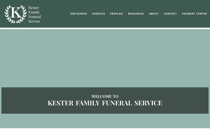 Screenshot of kesterfunerals.com