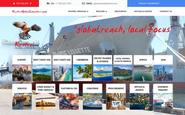 Screenshot of kestrelgloballogistics.com