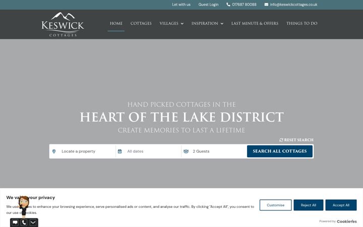 Screenshot of keswickcottages.co.uk