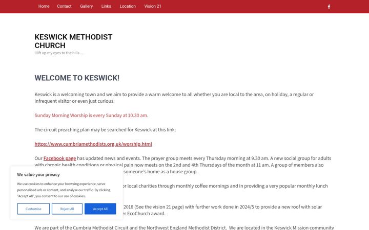 Screenshot of keswickmethodistchurch.org.uk