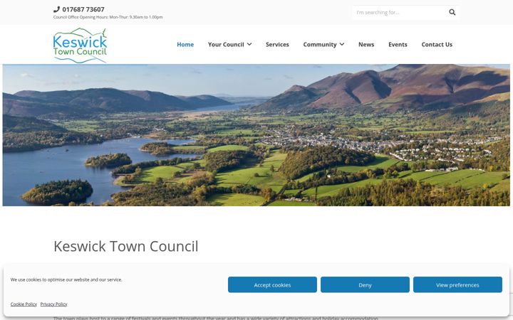 Screenshot of keswicktowncouncil.gov.uk