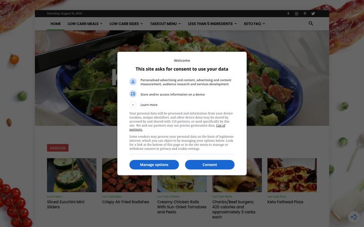 Screenshot of keto-recipes.com