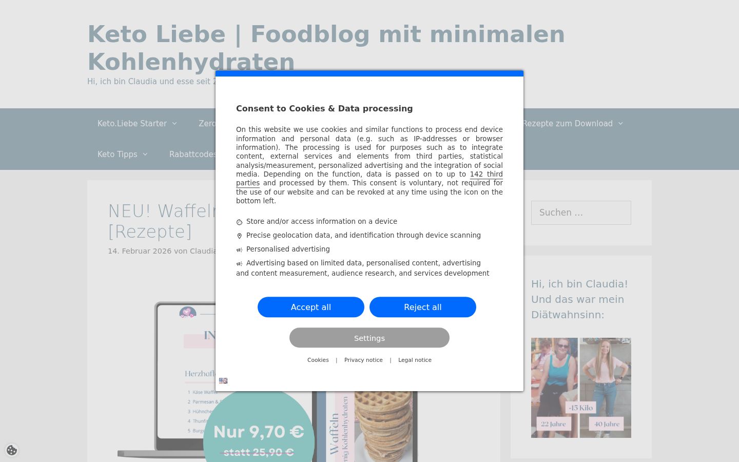 Screenshot des Einwilligungsbanners vor jeglicher Interaktion