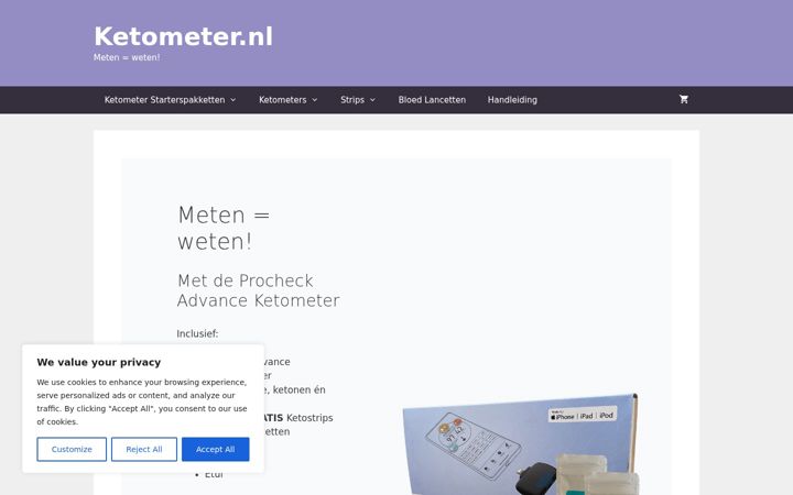 Screenshot of ketometer.nl