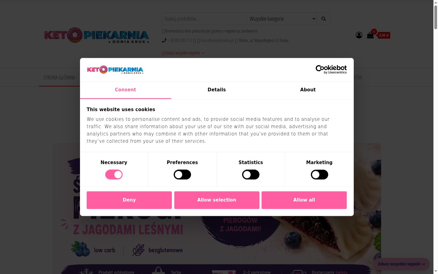 Snímka obrazovky banera súhlasu zobrazeného pred akoukoľvek interakciou