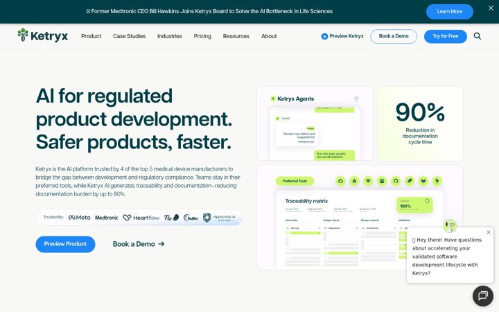 Screenshot of ketryx.com