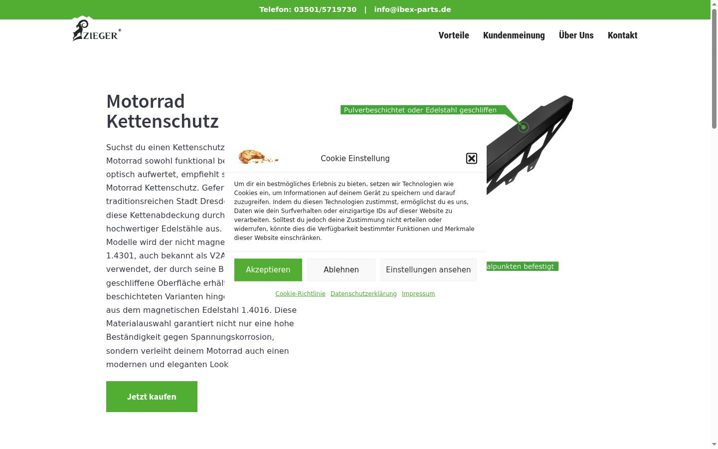 Screenshot des Einwilligungsbanners vor jeglicher Interaktion