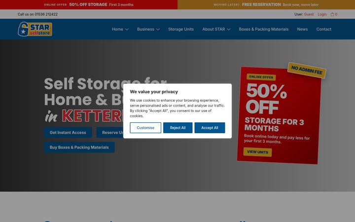 Screenshot of ketteringselfstorage.co.uk