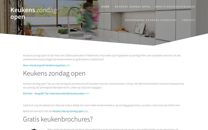 Screenshot of keukenszondagopen.nl
