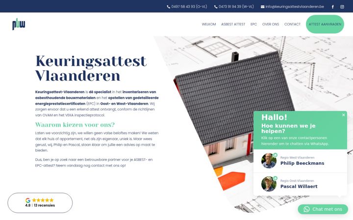 Screenshot of keuringsattestvlaanderen.be