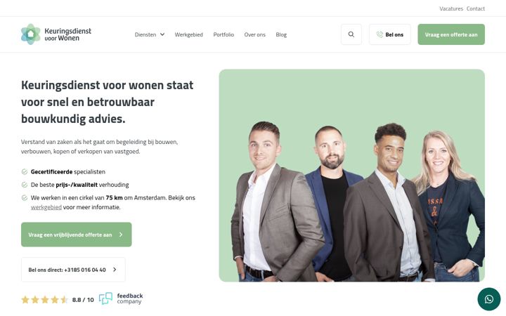 Screenshot of keuringsdienstvoorwonen.nl
