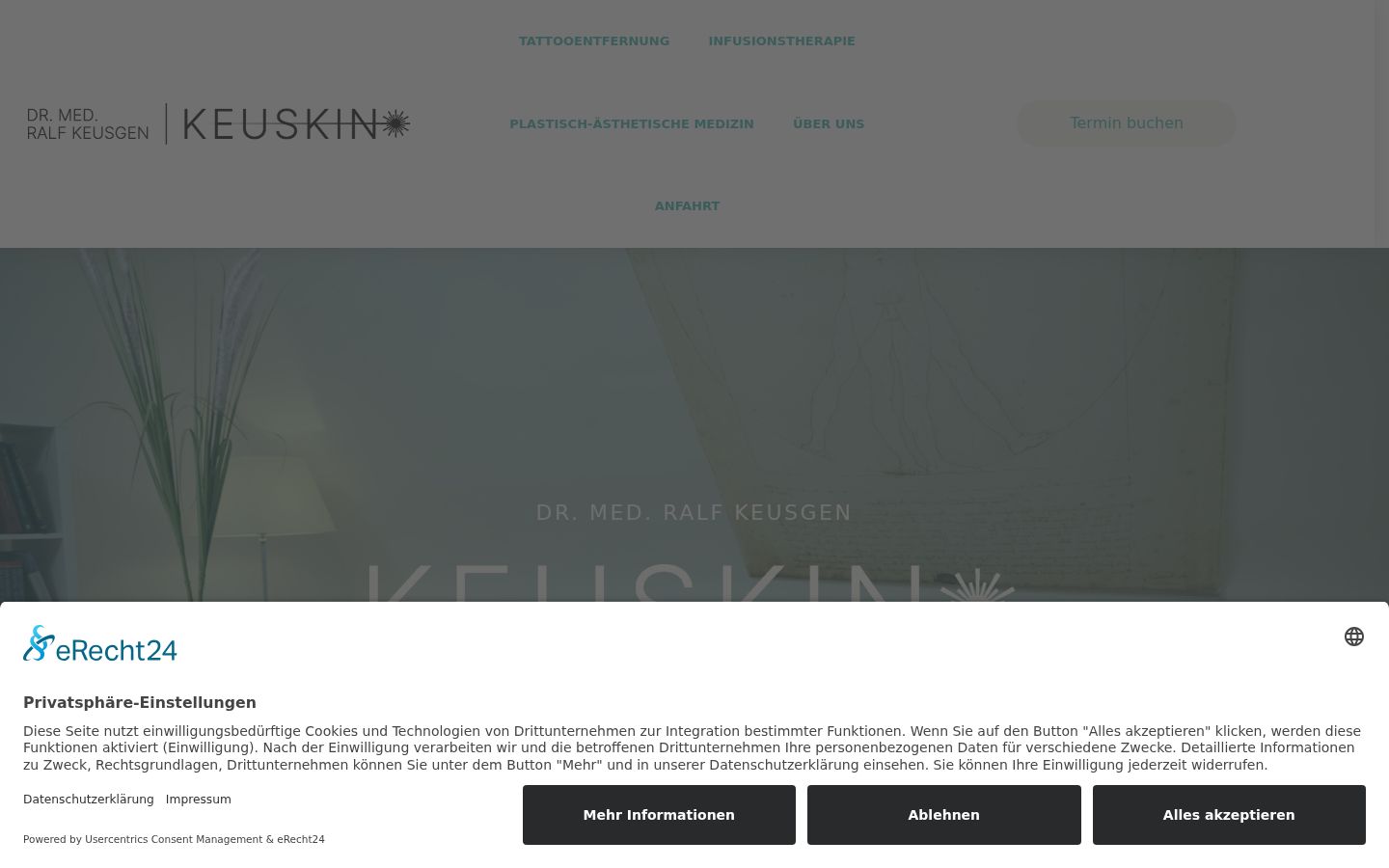 Screenshot des Einwilligungsbanners vor jeglicher Interaktion