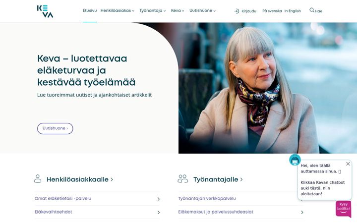 Screenshot of keva.fi