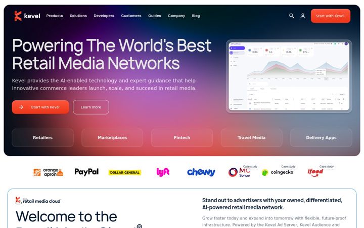 Screenshot of kevel.com