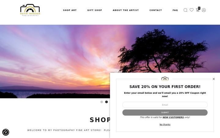 Screenshot of kevinthiessenphoto.com