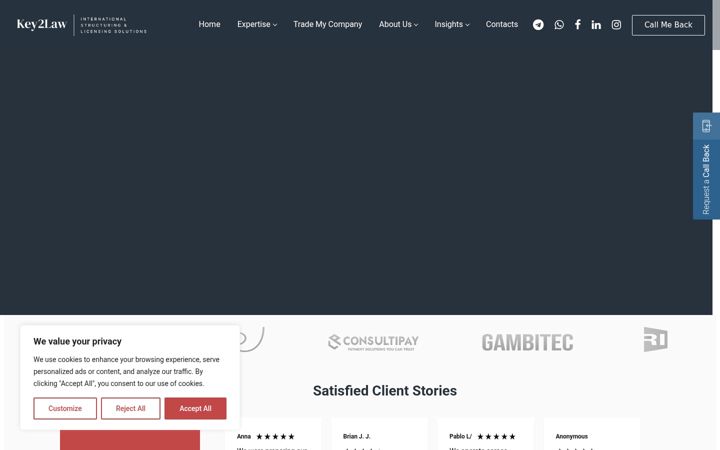 Screenshot of key2law.com