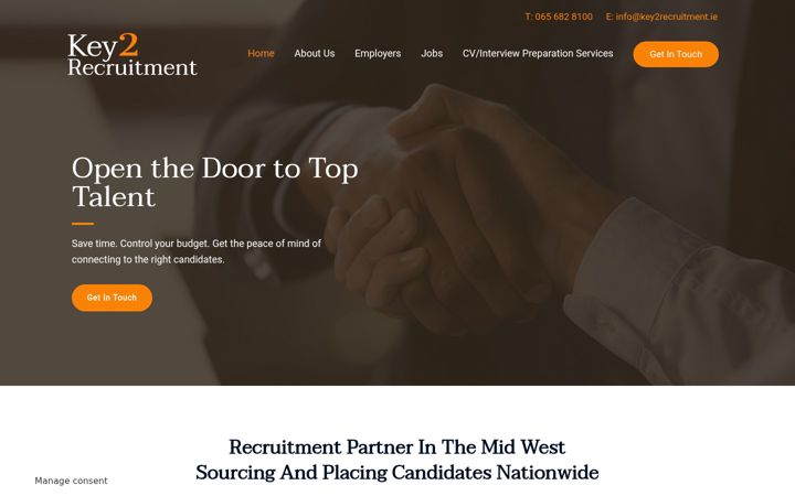 Screenshot of key2recruitment.ie