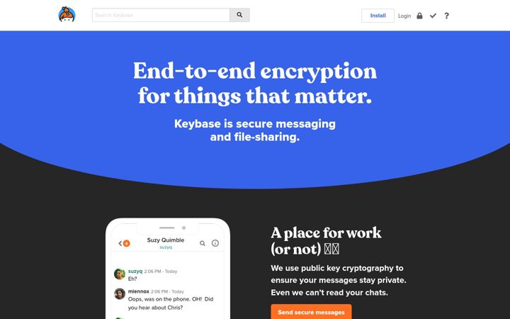 Screenshot ta' keybase.io