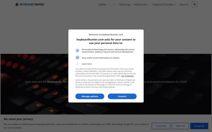 Screenshot of keyboardhunter.com