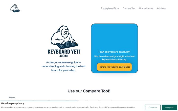 Screenshot of keyboardyeti.com