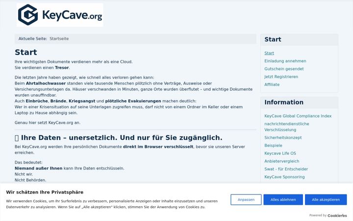 Screenshot of keycave.org