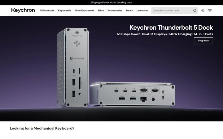 Screenshot of keychron.com
