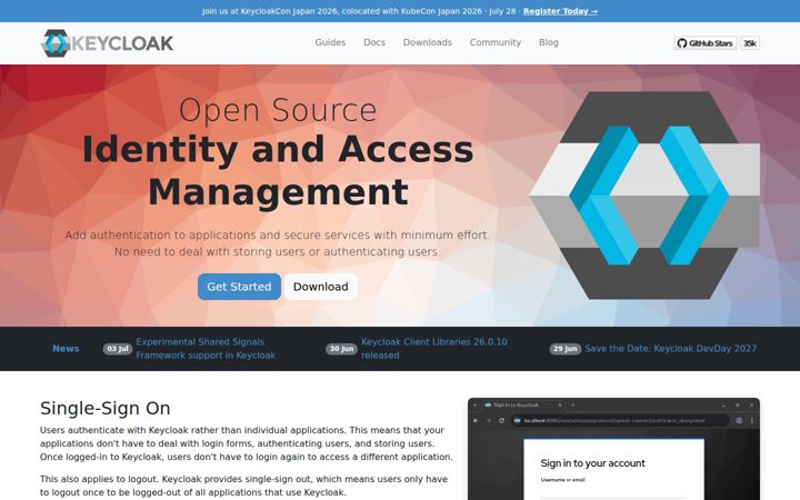 Екранна снимка на keycloak.org