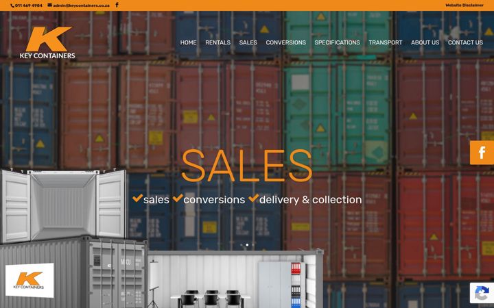 Screenshot of keycontainers.co.za
