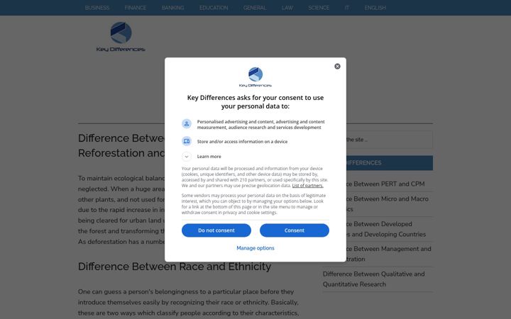 Screenshot of keydifferences.com
