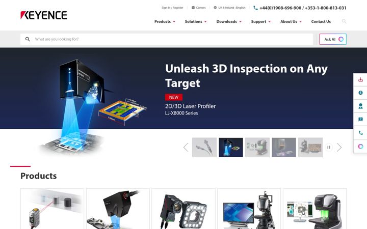 Screenshot of keyence.co.uk