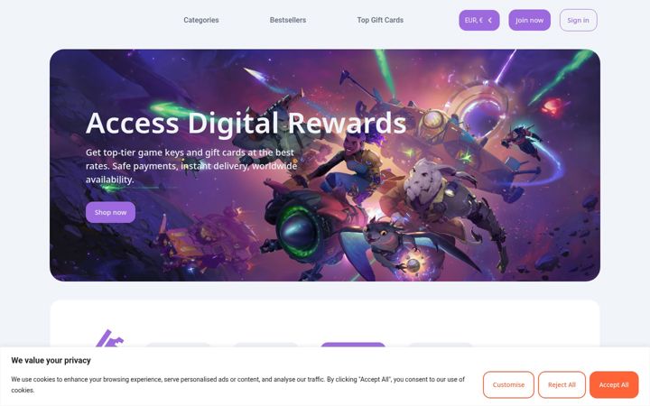Screenshot of keygiftzone.com