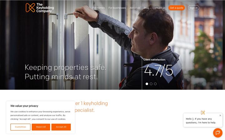 Screenshot of keyholding.com