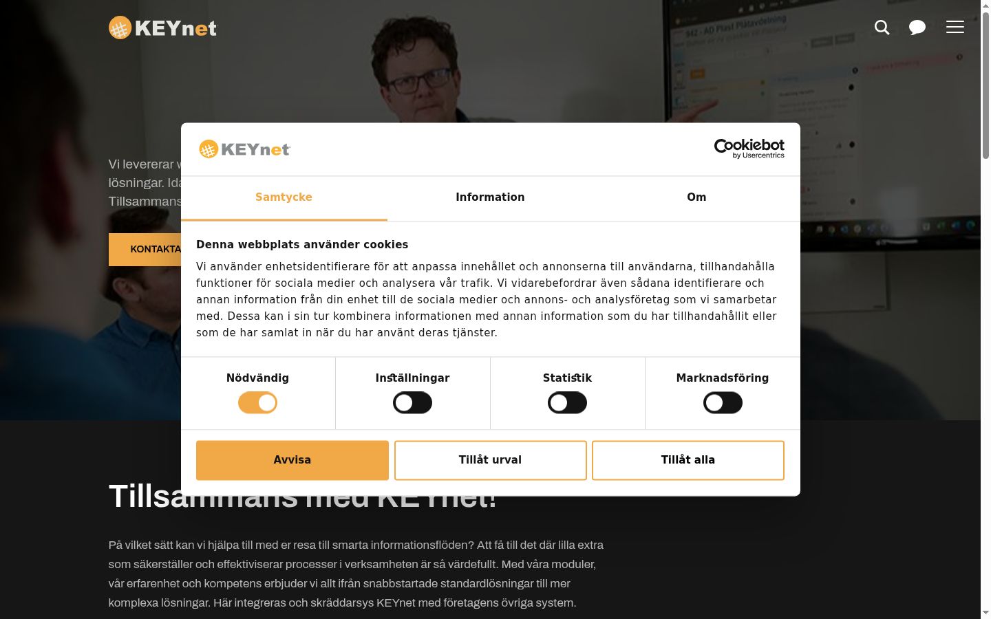 Képernyőkép a bármilyen interakció előtt megjelenő hozzájárulási bannerről