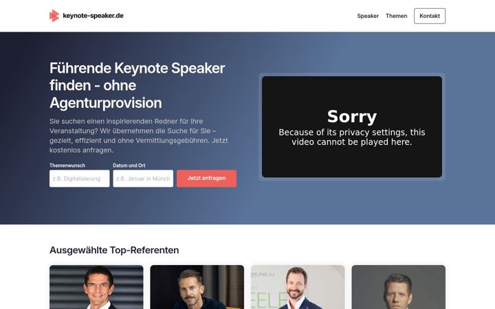Screenshot of keynote-speaker.de