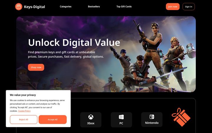 Screenshot of keys-digital.com
