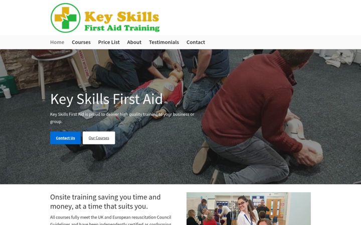 Screenshot of keyskillsfirstaid.co.uk