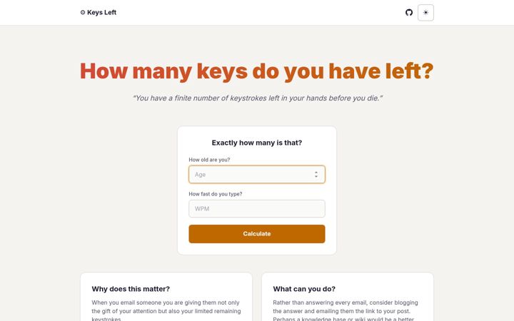 Screenshot of keysleft.com